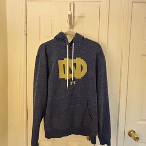 Under Armour Notre Dame Blue Hoodie with Gold Logo